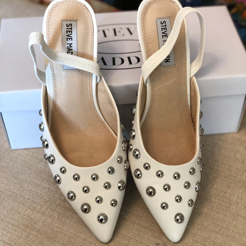 Steve Madden White Meteor Kitten Heels